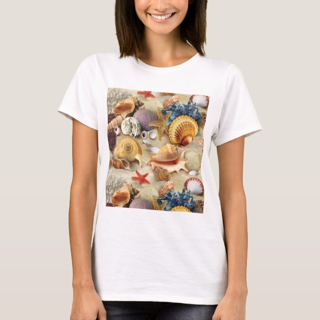 Sea shells on beach T-Shirt (Front)