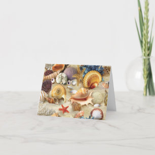 Sea shells on beach thank you card