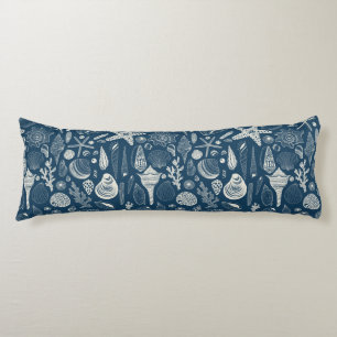 Sea shells on  dark blue body cushion