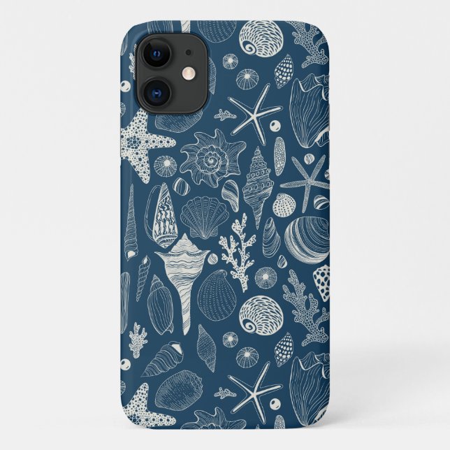 Sea shells on  dark blue Case-Mate iPhone case (Back)