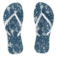 Sea shells on dark blue