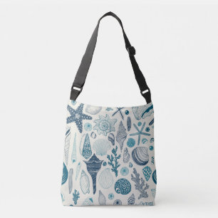 Sea shells on  off white crossbody bag