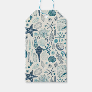 Sea shells on  off white gift tags