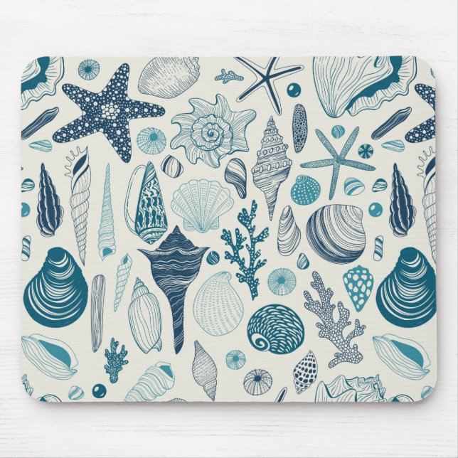 Sea shells on  off white mouse mat (Front)