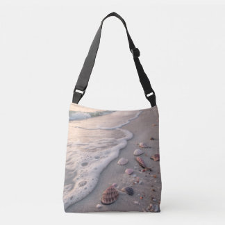 "Sea Shells on Sandy Beach Waves Crossbody Bag | C