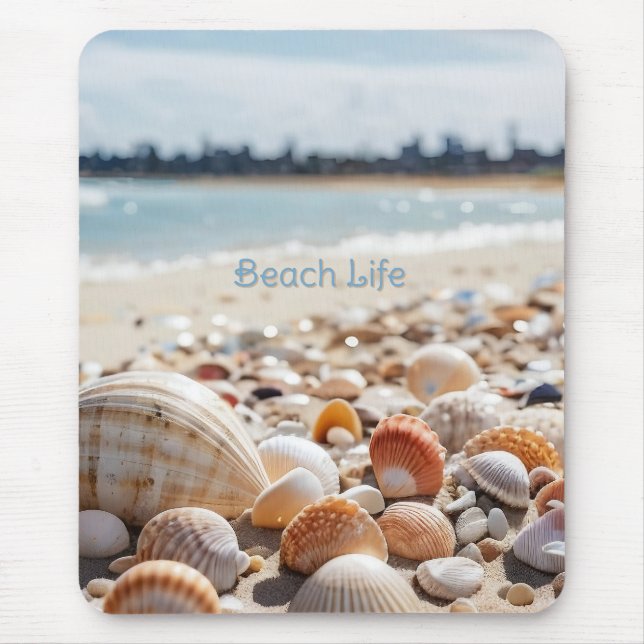 Sea Shells on the Beach Mouse Mat (Front)