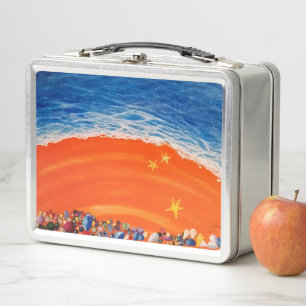 Sea shells on the sea shore painting metal lunch box