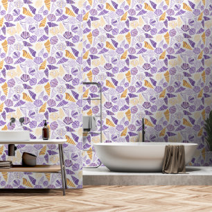 Sea Shells Purple and gold Wallpaper