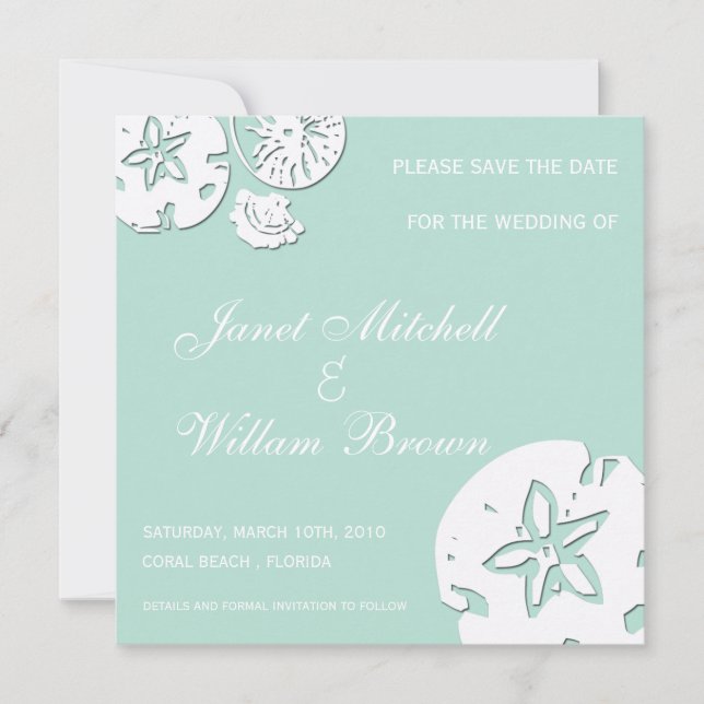 Sea Shells - save the date cards (Front)