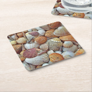 Sea Shells Square Paper Coaster