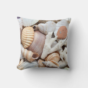 Sea Shells Stones Coral Background Cushion