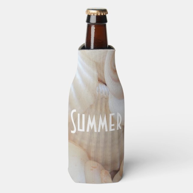 Sea Shells, Summer Beach Exotic Tropical Romantic Bottle Cooler (Bottle Front)