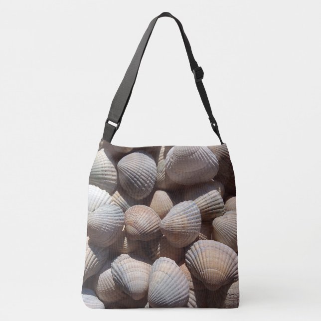 Sea Shells, Summer Beach Exotic Tropical Romantic Crossbody Bag (Back)