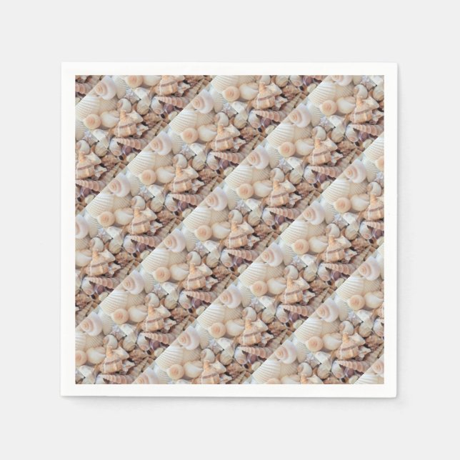 Sea Shells, Summer Beach Exotic Tropical Romantic Napkin (Front)
