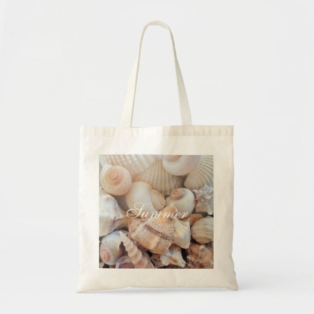 Sea Shells, Summer Beach Exotic Tropical Romantic Tote Bag (Front)