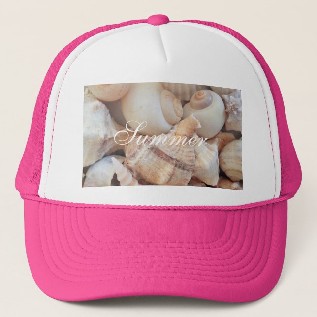 Sea Shells, Summer Beach Exotic Tropical Romantic Trucker Hat (Front)