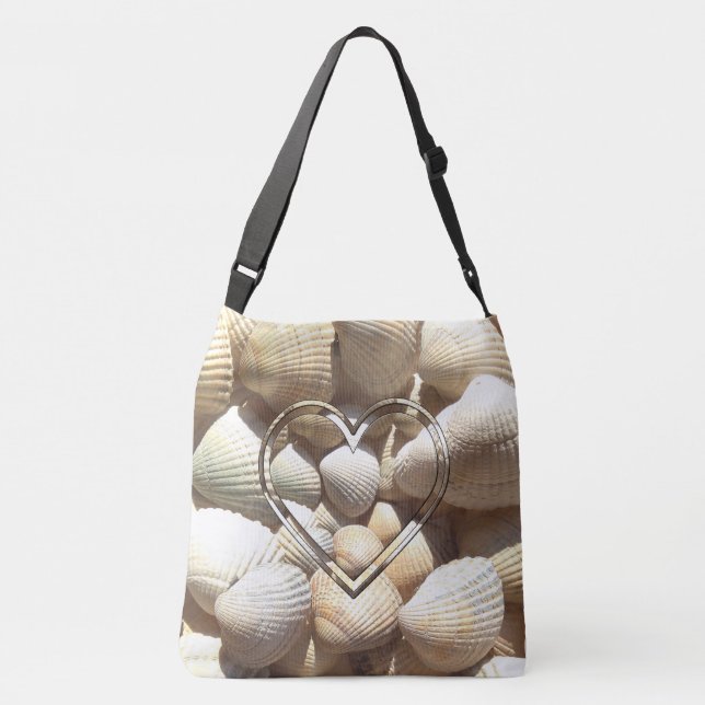 Sea Shells Summer Beach Life Seashells Heart Crossbody Bag (Back)
