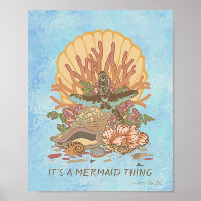 Sea Shore Beach Vibe Teal and Purple Poster (Front)