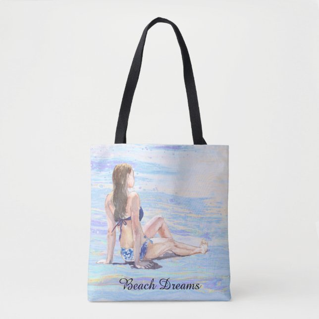 *~* Sea Shore Beach Woman Sun bathe AR29 Tote Bag (Front)