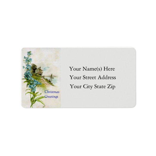 Sea Shore Christmas Vintage Address Label (Front)