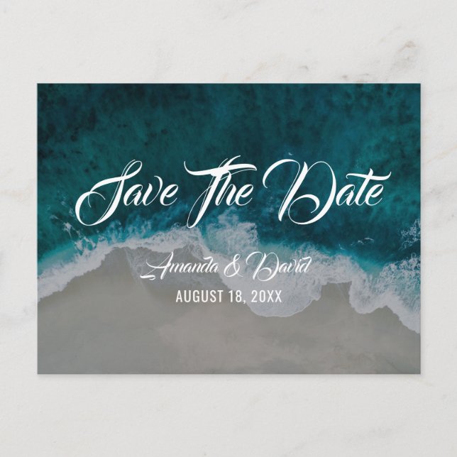 Sea Shore Destination Beach Wedding Save The Date Announcement Postcard (Front)