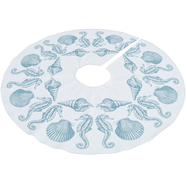 Sea Side Beach Merry Christmas Brushed Polyester Tree Skirt (Angled)