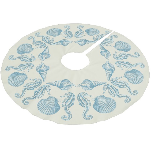 Sea Side Beach Merry Christmas Warm White Brushed Polyester Tree Skirt (Angled)