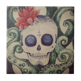 sea skull surf tile art mexican tattoo