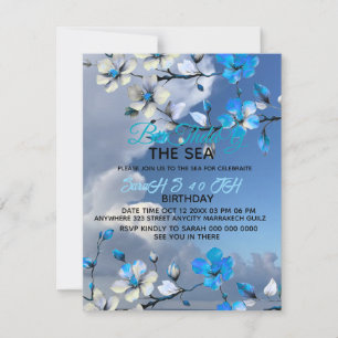  Sea &sky Blue & White Birthday Invitation Modern 