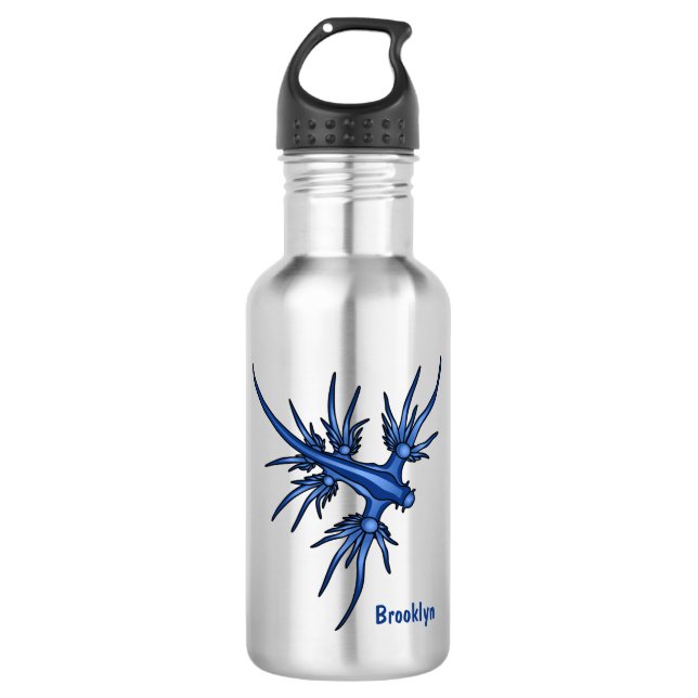 Sea slug blue dragon illustration 532 ml water bottle (Front)