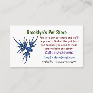 Sea slug blue dragon illustration business card