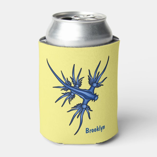 Sea slug blue dragon illustration can cooler (Can Front)