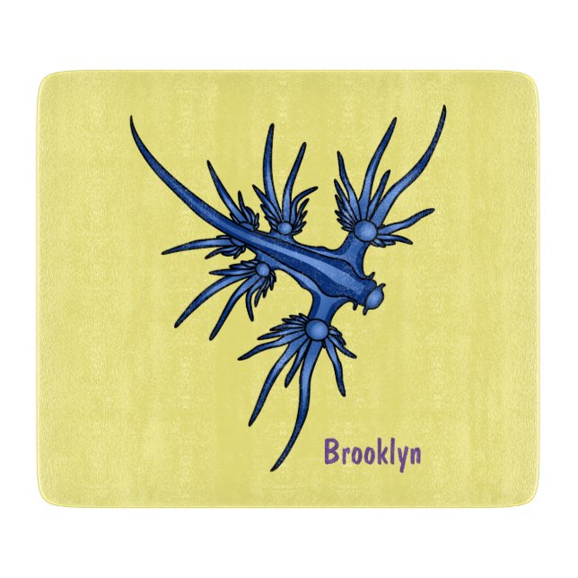 Sea slug blue dragon illustration cutting board (Front)