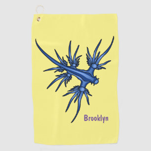 Sea slug blue dragon illustration golf towel