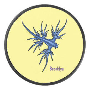 Sea slug blue dragon illustration hockey puck