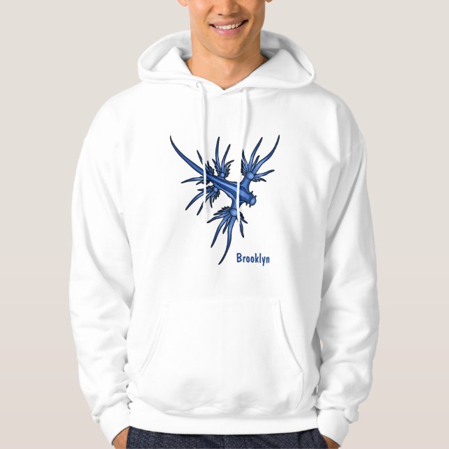 Sea slug blue dragon illustration hoodie (Front)