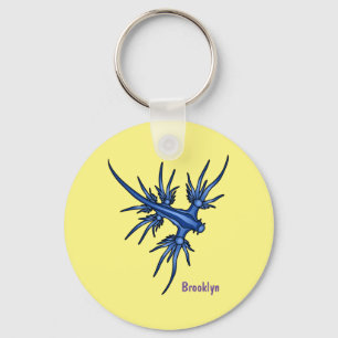 Sea slug blue dragon illustration key ring