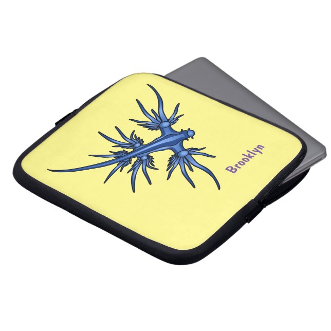 Sea slug blue dragon illustration laptop sleeve (Front Top)