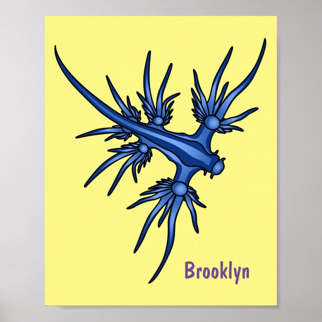 Sea slug blue dragon illustration poster (Front)