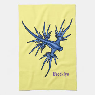 Sea slug blue dragon illustration tea towel