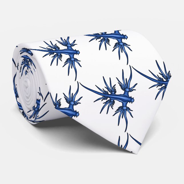 Sea slug blue dragon illustration tie (Rolled)