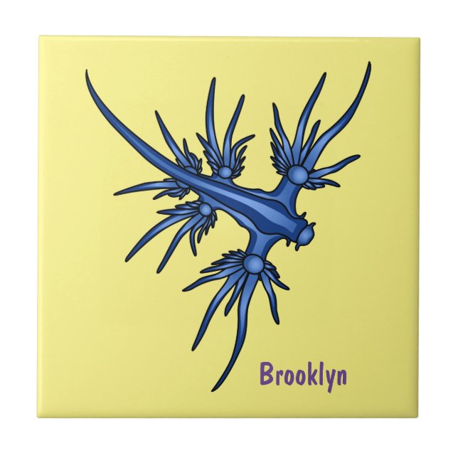 Sea slug blue dragon illustration tile (Front)