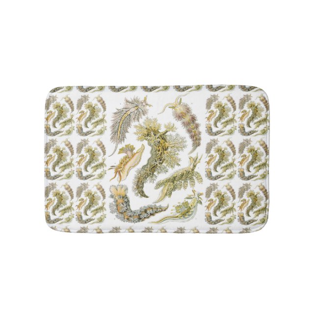 Sea Slugs by Ernst Haeckel, Vintage Nudibranchia Bath Mat (Front)