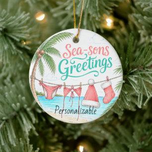 Sea-Sons Greetings Tropical Christmas Ceramic Tree Decoration