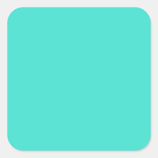 Sea Spray Aqua Blue Solid Trend Colour Background Square Sticker (Front)