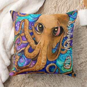 Sea Squid with Personalised Name Cushion