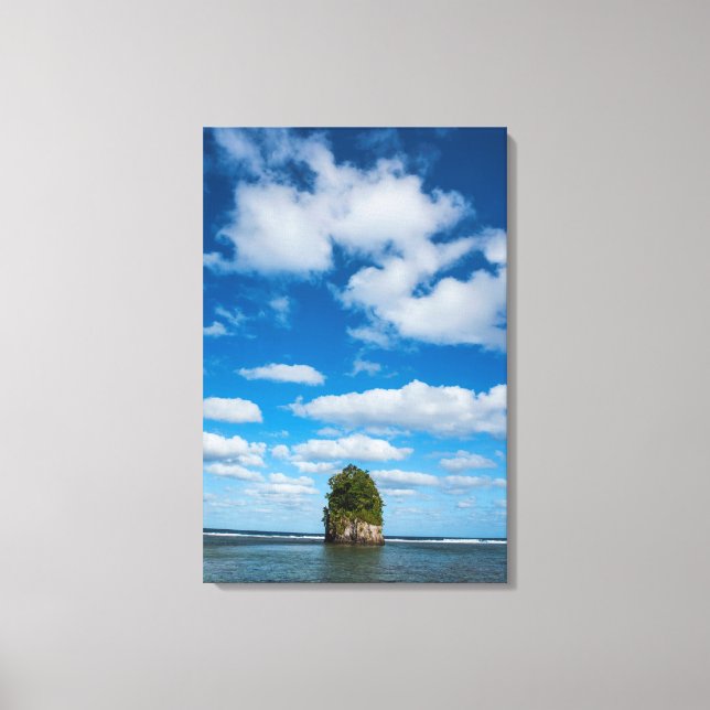 Sea Stack Surrounded By Ocean Canvas Print (Front)