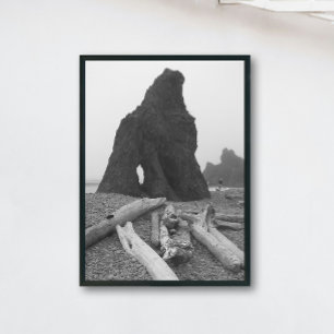 Sea Stacks Black and White Photographic Glossy Poster