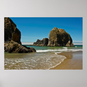 Sea Stacks, low tide, Oceanside, Oregon, USA Poster