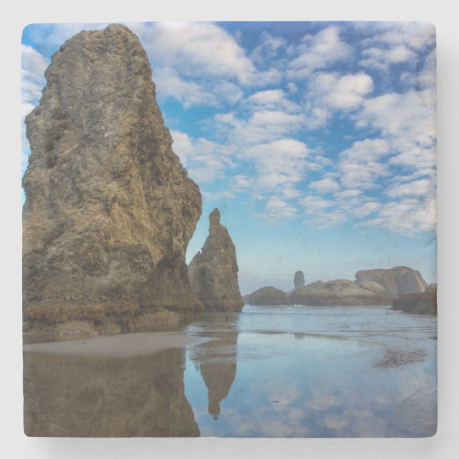 Sea Stacks on Bandon Beach in Bandon, Oregon 1 Stone Coaster (Front)